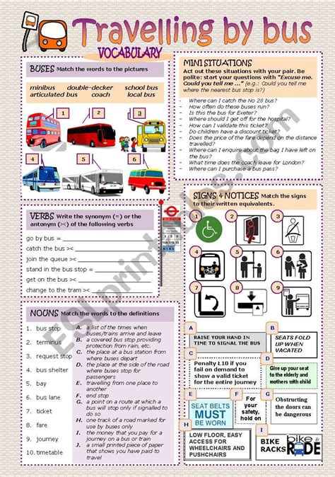 Travelling By Bus Esl Worksheet By Tecus 929