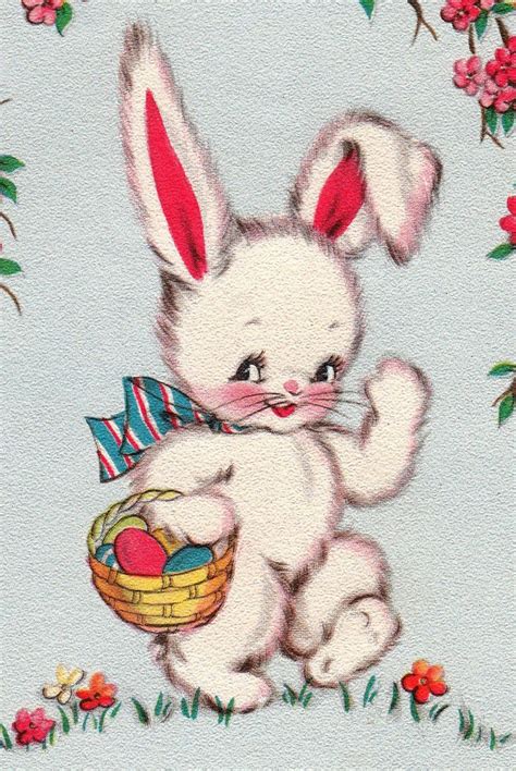 Vintage Hallmark 1943 Happy Easter Bunny Greetings Card Easter Prints