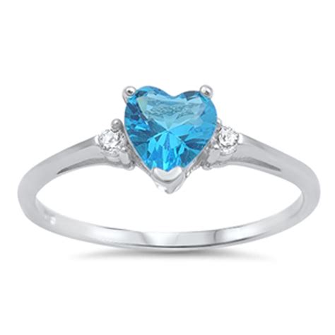 Sac Silver Choose Your Color Womens Heart Blue Simulated Topaz