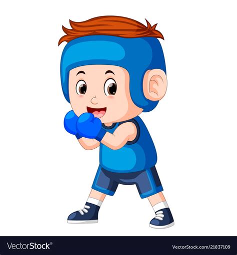 Professional Atletes Boy Plays Boxing Royalty Free Vector