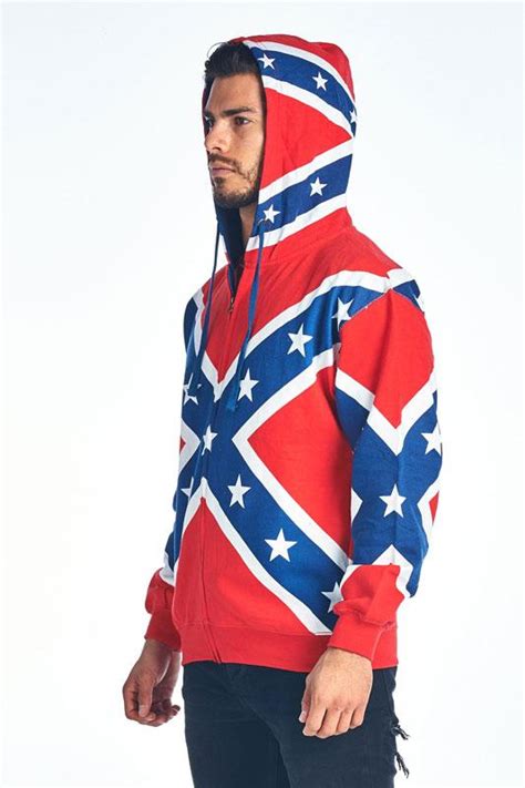 Rebel Flag Zipper Hoodie Confererate Flag Hooded Sweat Shirt M 5x