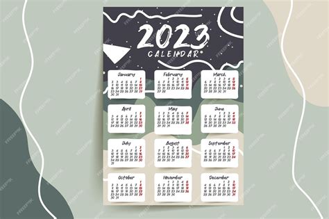 Ilustração Em Vetor Ano Calendário 2023 A Semana Começa No Domingo Modelo De Calendário Anual