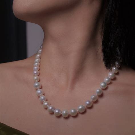 Natural Freshwater Baroque Crepe Pearl Necklace Mm Cold Light White Edison Beads
