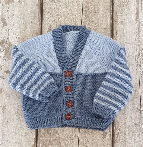 Knitted Cardigan For Baby Boy Hand Knit Baby Cardigan Etsy In 2020