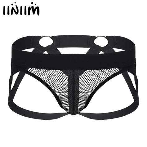 Mens Lingerie Panties Fishnet Jockstraps Bulge Pouch Open Back Hollow