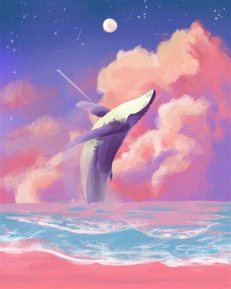 Whale On The Sky Annalias Digital Art Animals Birds And Fish