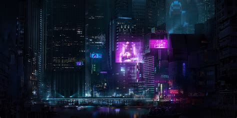 Cityscape Dark City Digital Art Cyberpunk Futuristic Artwork Hd