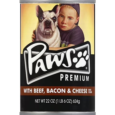 Paws Premium Wbeef Bacon And Cheese Dog Food 22 Oz Can Dog Food
