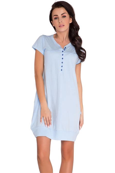 Dn Nightwear Tm 5009 Subtle Classic Maternity Nursing Nightdress Light Blue