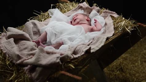 Baby Jesus On The Manger Stock Footage Video 12365138 Shutterstock