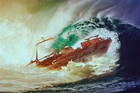 Royalty Free Photo Boat Sailing On Rough Ocean Waves Painting Pickpik