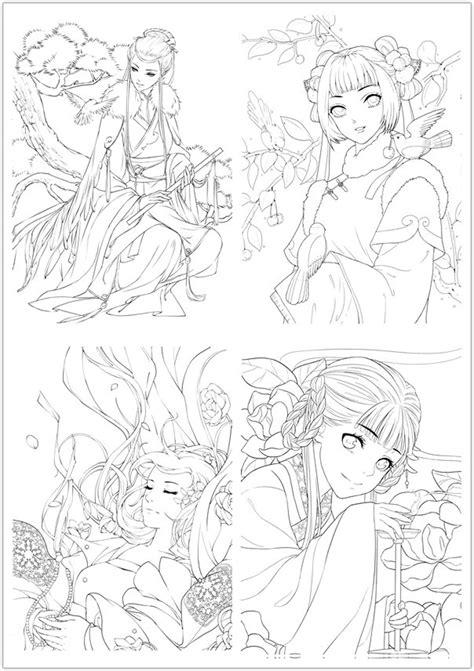 NEW/ Colouring Book for Adults Chinese Portrait Coloring - Etsy UK