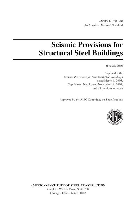 Pdf Aisc 341 10 Seismic Provisiontructural Steel Buildings