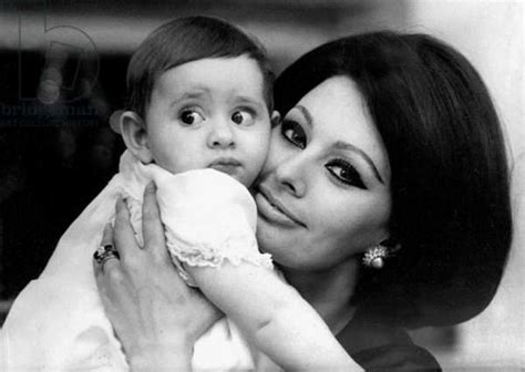 Sophia Loren Holding Her Niece Alessandra Mussolini 1963 Bw Photo