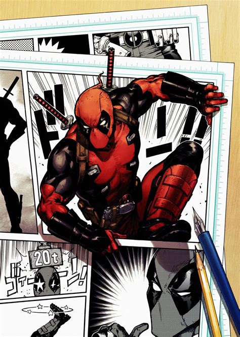 Deadpool Comic Style Poster Picture Metal Print Paint By Marvel