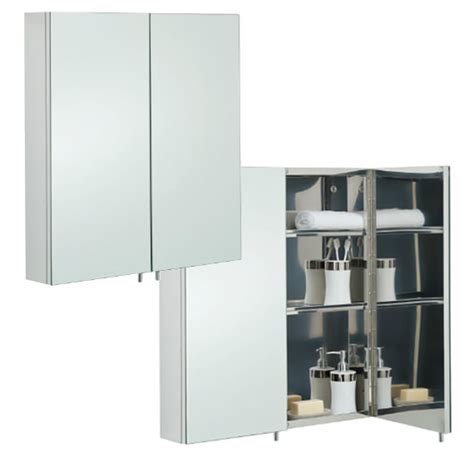 Double Door Mirrored Bathroom Cabinet Stainless Steel Everything Bathroom