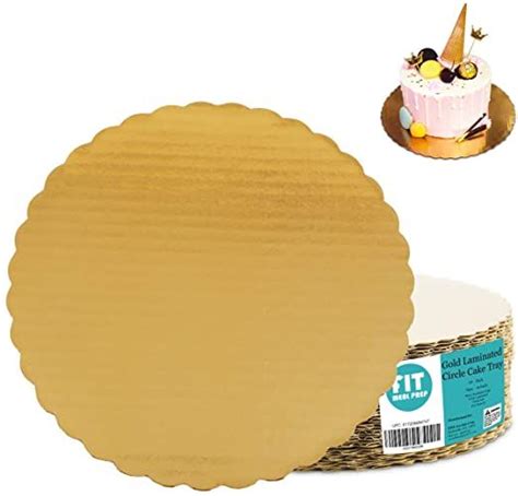 20 Pack 6” Gold Corrugated Cake Board Laminated Circle Scalloped