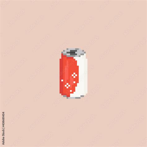 Pixel Art Metal Can Of Cola Icon Vector Retro 8 Bit Illustration Of