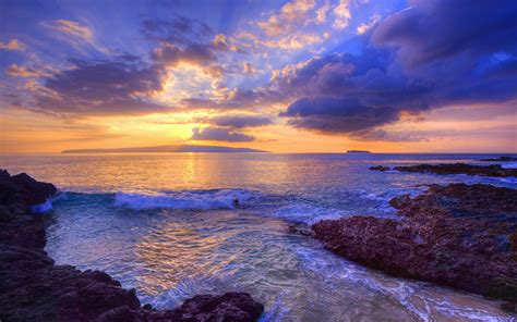Wallpaper Sunset At Secret Beach Maui Hawaii Usa
