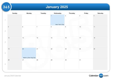 2025 Calendar 365