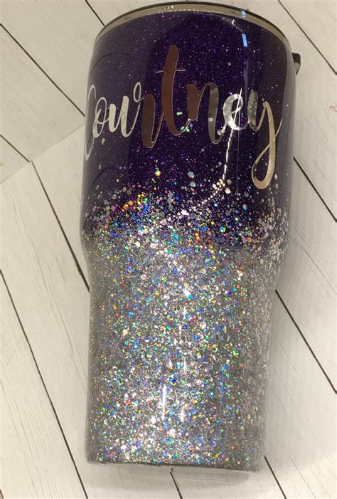 Purple And Silver Two Toned Ombré Glitter Tumbler Etsy