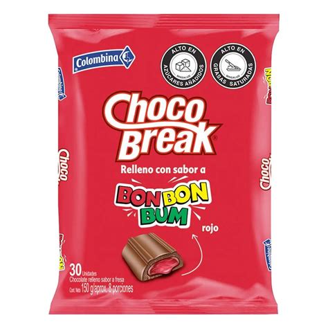 Chocolate Relleno Bon Bon Bum Choco Break 30 Uds Confitería La Mundial