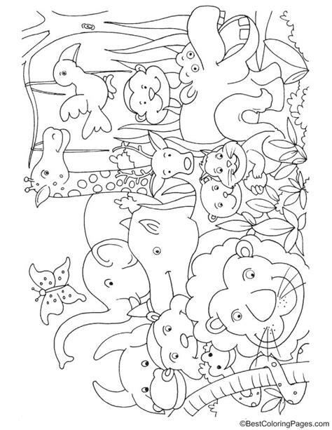 Jungle Animals For Kids Coloring Page Download Free