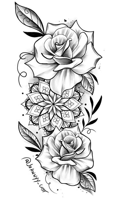 A Black And White Rose Tattoo Design
