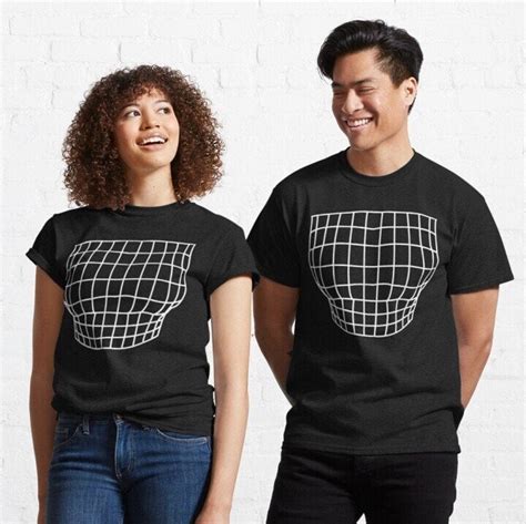 Magnified Chest Optical Illusion Grid Big Boobs T Shirt