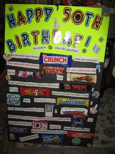 Candy lovers will delight in the time and sentiment behind the chocolate bar story card, not to mention the tasty treats included. 50th birthday ideas | Birthday ideas | Pinterest | Mom, Dr ...