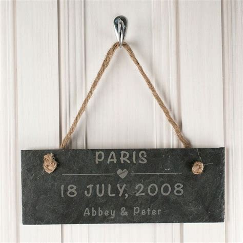 Personalised Hanging Slate Sign Romantic Location Romantic Ts For Him Unique Valentines