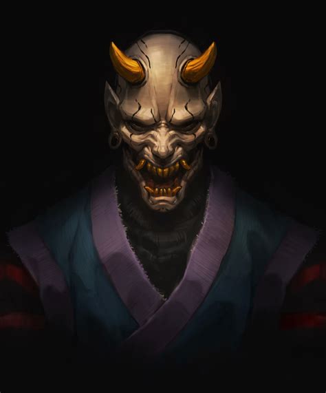 Hannya Tey Bartolome Samurai Artwork Japanese Demon Mask Oni Mask