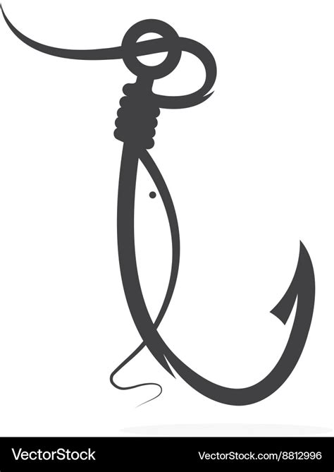 Fishing Hook And Fish Design Template Royalty Free Vector