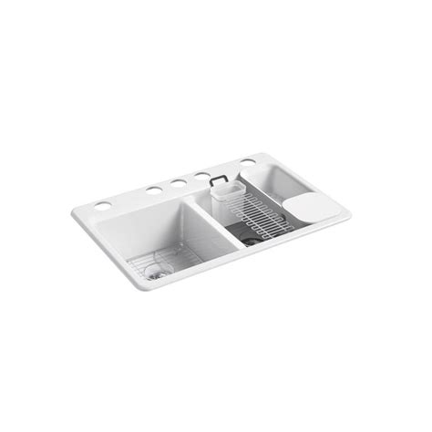 112m consumers helped this year. KOHLER Riverby Undermount Cast Iron 33 in. 5-Hole Double ...