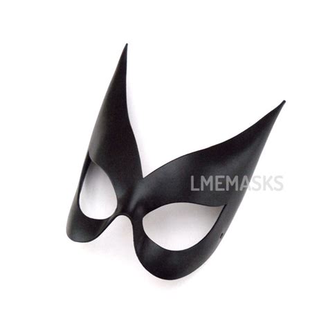 Batgirl Leather Mask Black Cat Linda Turner Halloween Super Etsy