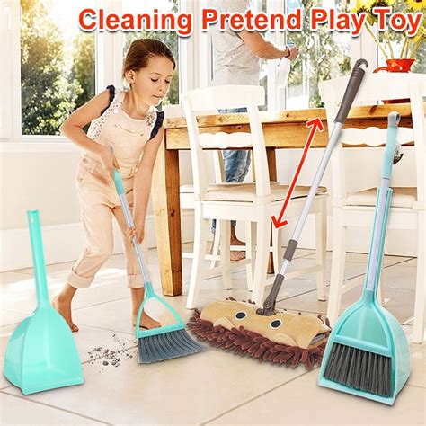 Kids Mop Broom Dustpan Set Kids Housekeeping Cleaning Tool Pretend