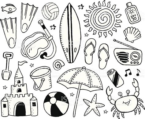 hand drawn summer beach doodles isolated vector symbols and objects my xxx hot girl