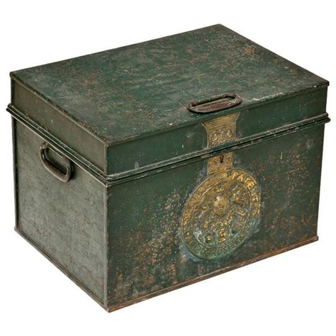 19th Century English Strong Box Antique Chest Storage Chest 19th