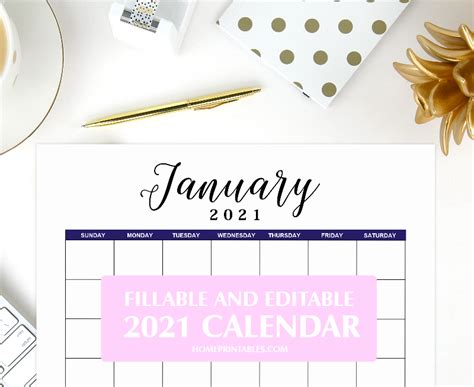 Some are blank, some include holidays. Editable Calendar 2021 in Microsoft Word Template Free ...