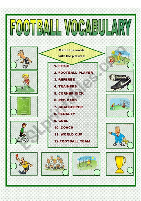 Football Vocabulary Esl Worksheet By Monik