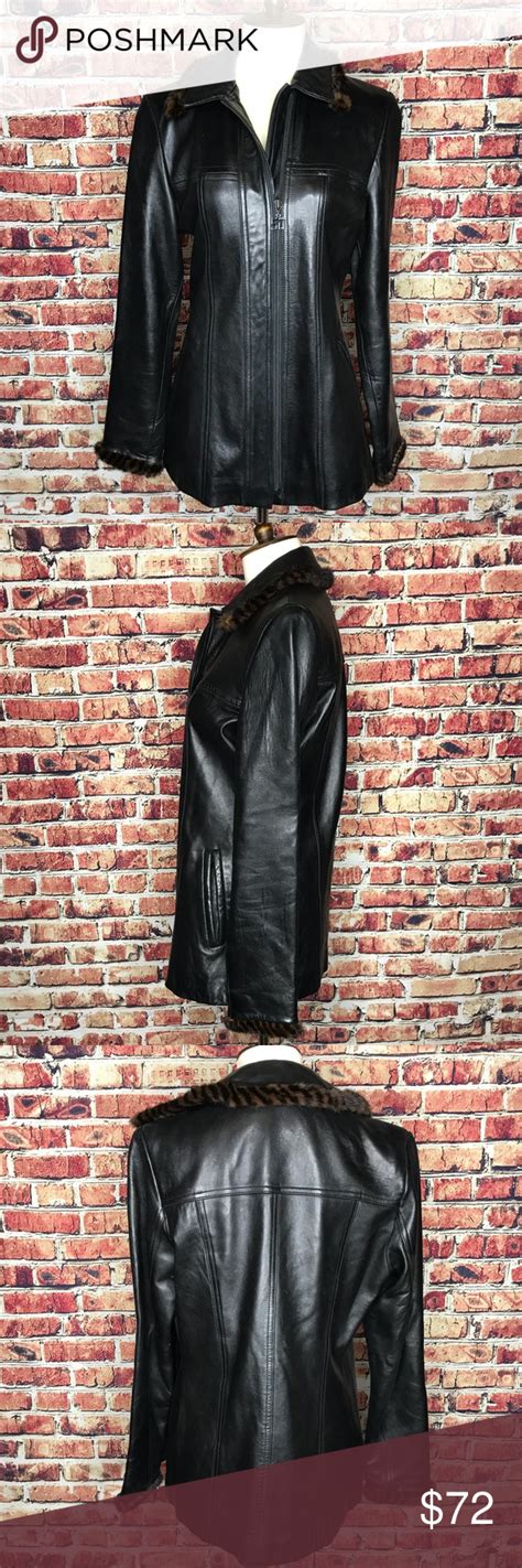 Camel active men's leather jacket size 2xl bown. St. John Mink Trimmed Leather Jacket | Leather jacket ...