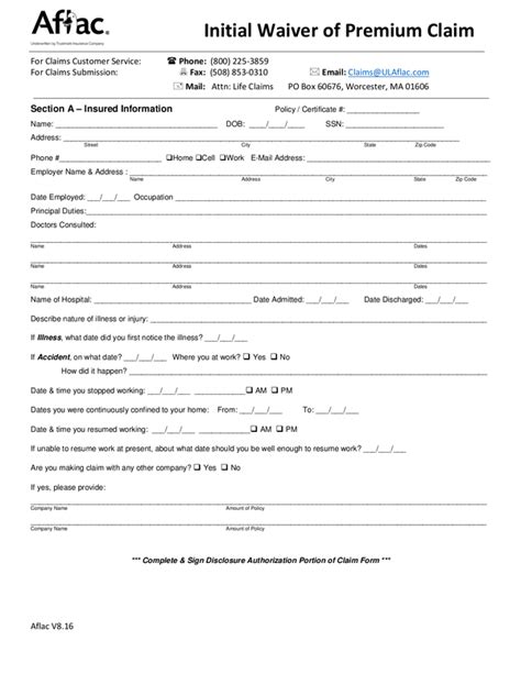 Fill Free Fillable Aflac Insurance Pdf Forms