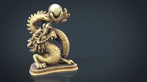 3d Asset Chinese Dragon Statue Cgtrader