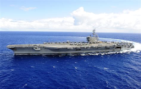 Beautiful Picture Of The Uss Ronald Reagan In Vivid Blue Waters During