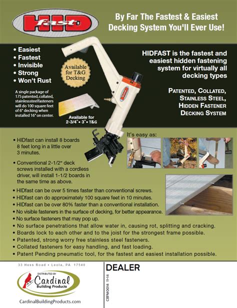 HIDFast Hidden Deck Fastening System - Cardinal Building Products