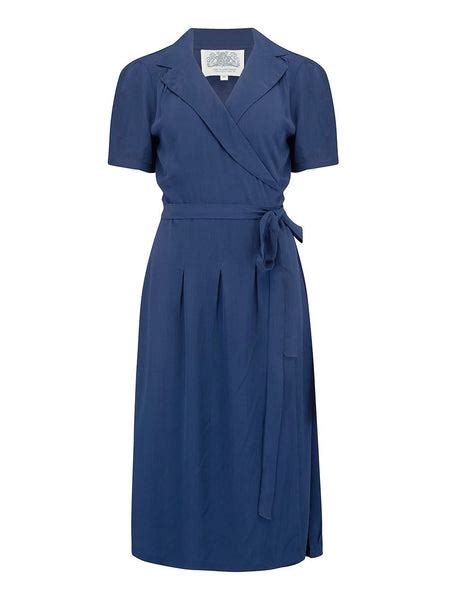 Peggy Wrap Dress Solid Navy Blue The Seamstress Of Bloomsbury 1940s