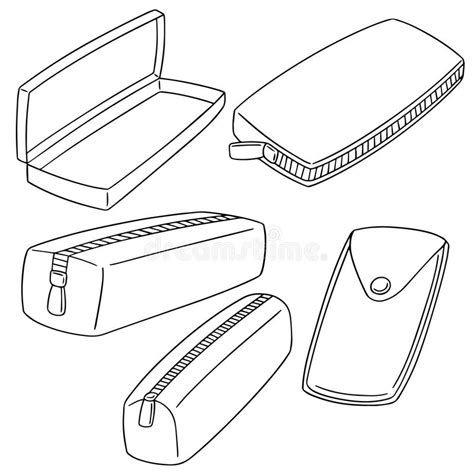 Vector Set Of Pencil Case Stock Vector Illustration Of Plastic 117704057