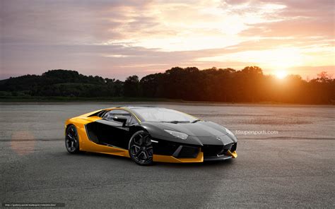 Download Wallpaper Lamborghini Aventador Sunset Landscape Free
