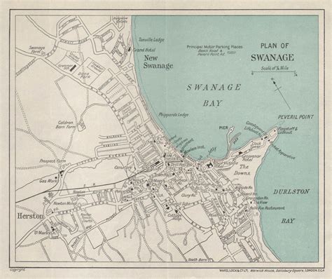 Swanage Vintage Tourist Town City Resort Plan Dorset Ward Lock 1939
