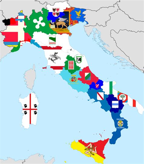 Mappa Delle Regioni Ditalia Con Bandiere Italy Porn Sex Picture